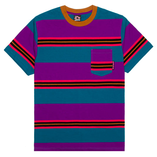 Men’s Cotton T-Shirt with Striped Yarn-Dyed Knit and Chest Pocket - Galapagos