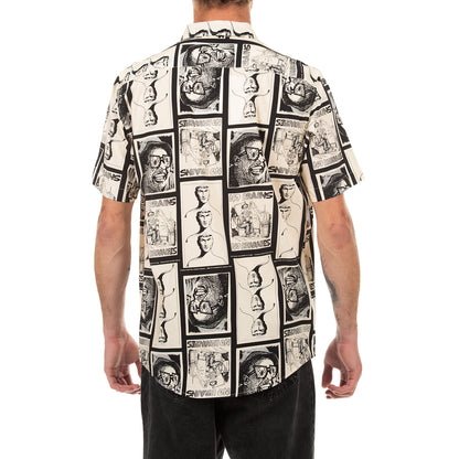 Men’s Button-Up Shirt with Caricature Panels and Comic Strip Design -  Lost Mind