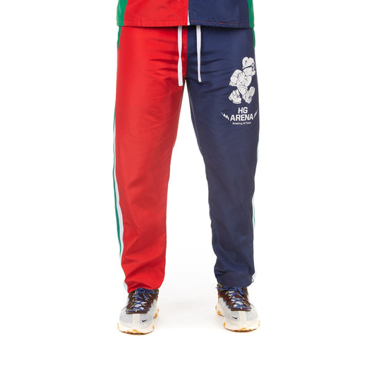 Weather-Resistant Athletic Green and Red Sweatpants with Stylish Patches - Def Defy Pant