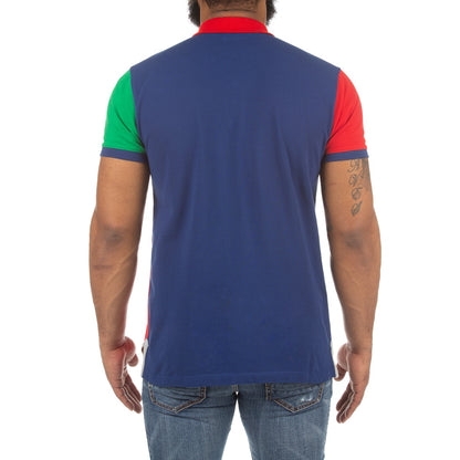 Color-Blocked Graphic Short Sleeve Polo Shirt with Embroidered Detailing - Big Mood