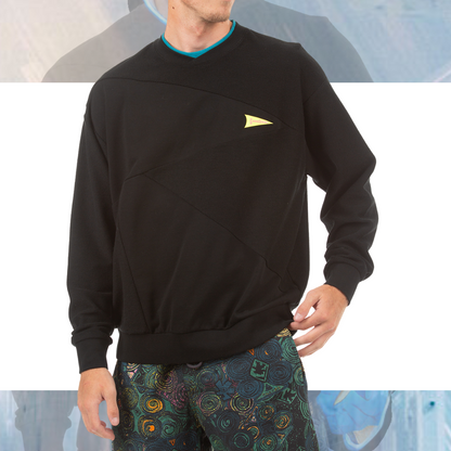 Men’s Cotton Sweatshirt with Reverse Panel Sewing and Double Layered Neck Trim - Ficogrande