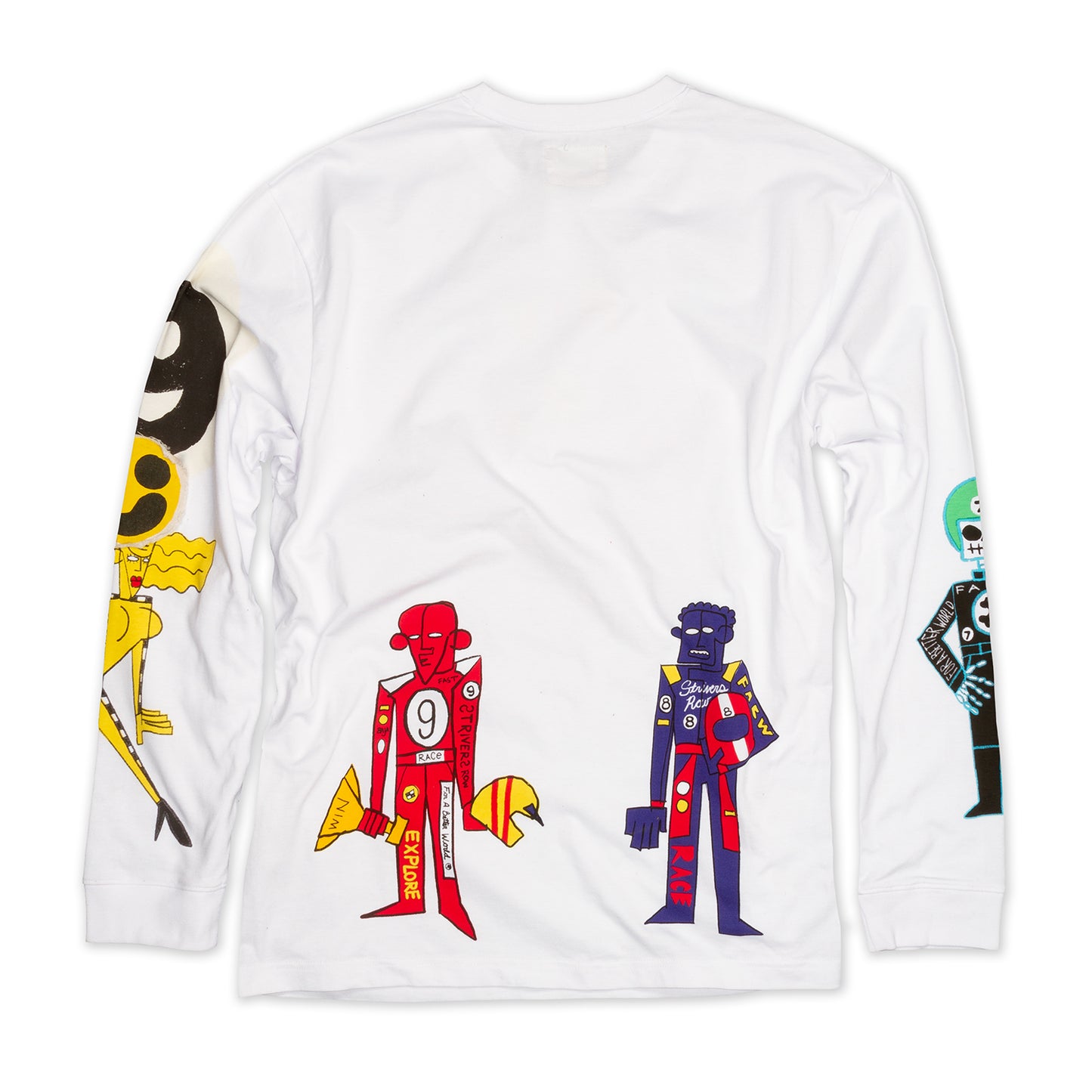 Men's White Tank Long Sleeve Graphic T-Shirt with Print On Sleeve
