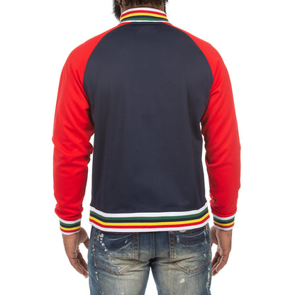 Iconic Raglan Full-Zip Red & Blue Track Jacket