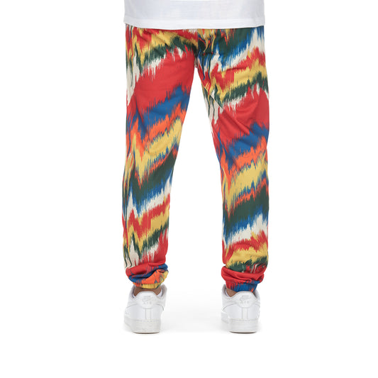 Men’s Vibrant Zigzag Patterned Relaxed-Fit Joggers - Blurred Sweatpants