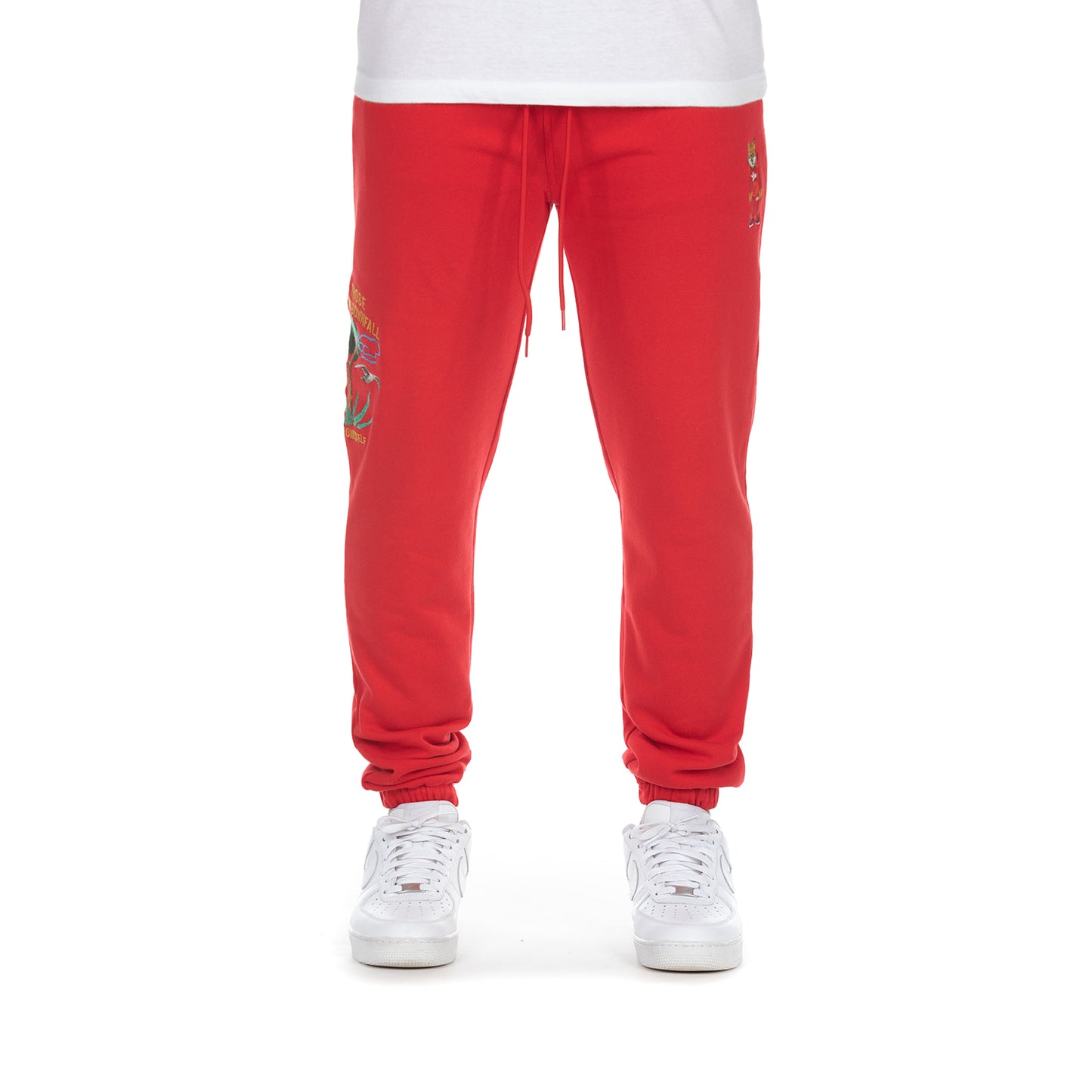 Vibrant Red Slim-Fit Jeans with Artistic Embroidery Detailing - Trendy and Stylish - Steady Red