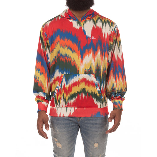 Men’s Vibrant Zigzag Patterned Relaxed-Fit Pullover Wavelength Hoodie