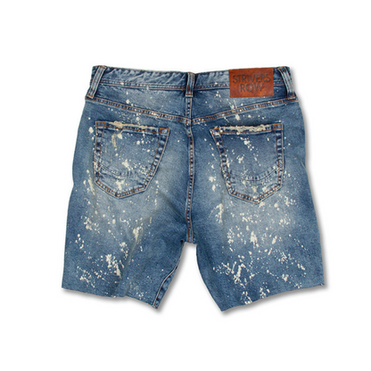 Men's Damaged Splatter Alpine Denim Shorts