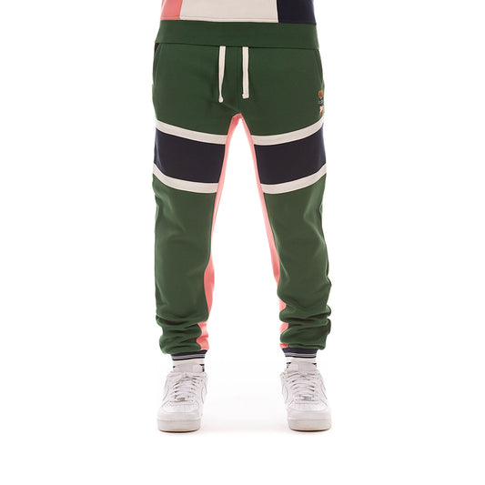 Urban Contrast: Green Joggers with Sleek Navy and Coral Accents - Increase Pant